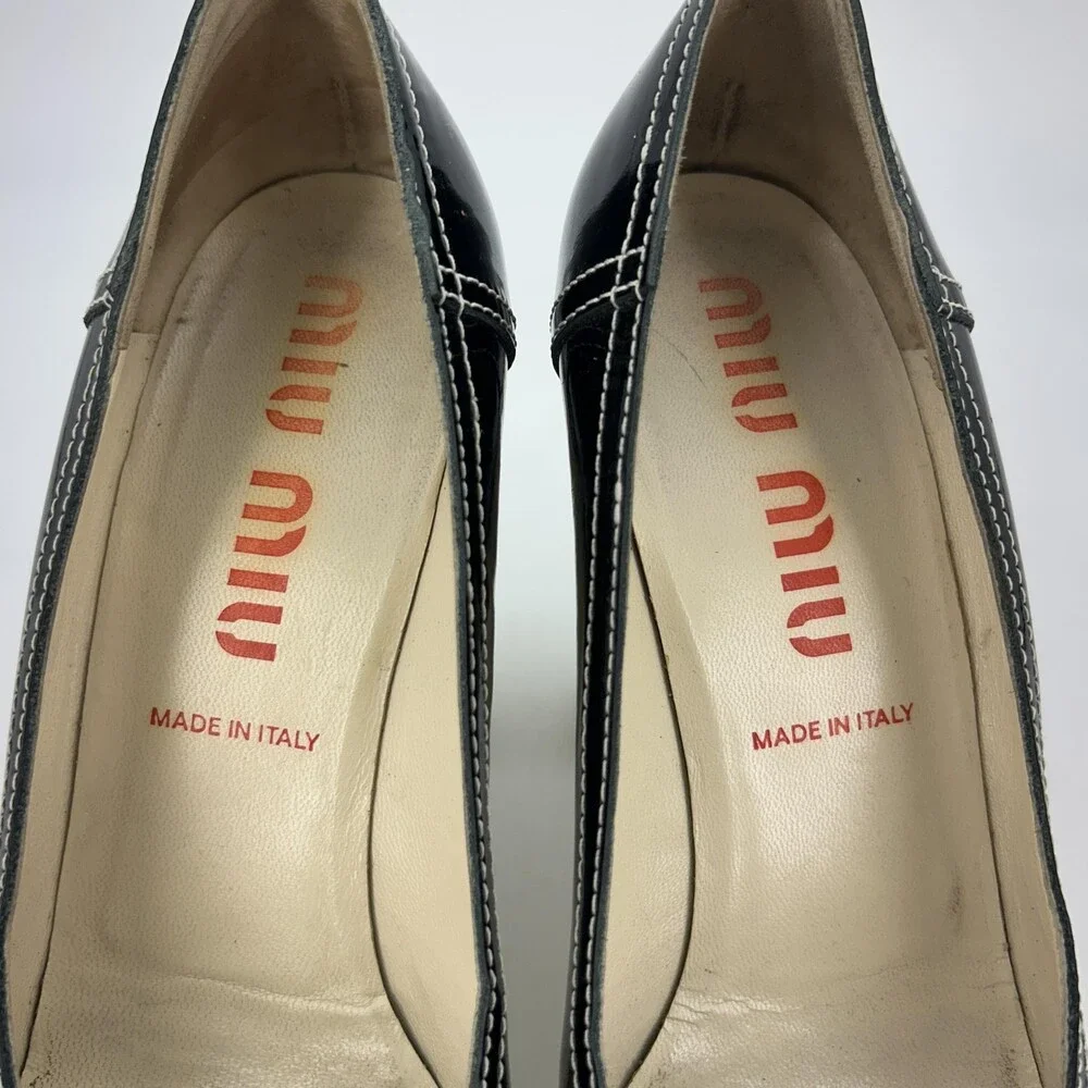 Vintage Miu Miu Shoes Womens Size 8 EU 38 Patent Platform Block Heel Italy Y2K